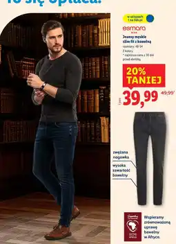Lidl Jeansy męskie slim fit z bawełną oferta