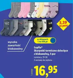Lidl Skarpetki termiczne dziecięce z biobawełną Lupilu, 5 par oferta