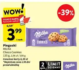 Intermarche Ciastka z kawałkami czekolady Milka Pieguski oferta