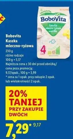 Lidl Kaszka mleczno-ryżowa waniliowa Bobovita oferta
