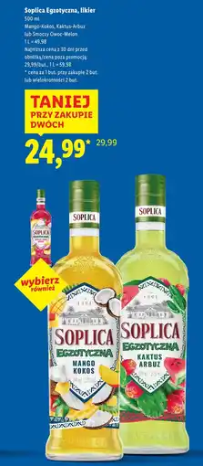 Lidl Soplica Egzotyczna, likier (Mango-Kokos, Kaktus-Arbuz, Smoczy Owoc-Melon) oferta