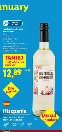 Lidl Napój dealkoholizowany na bazie wina białe półsłodkie (DEALCOHOLIZED WINE-BASED DRINK) oferta