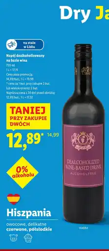 Lidl Napój dealkoholizowany na bazie wina czerwone półsłodkie (DEALCOHOLIZED WINE-BASED DRINK) oferta