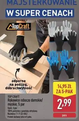 ALDI Rękawice robocze męskie Top Craft oferta