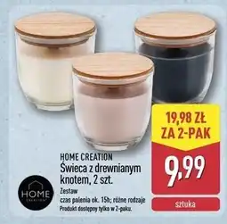 ALDI Świece z drewnianym knotem 15 h Home Creation oferta