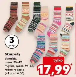 Kaufland Skarpety damskie, rozmiar 35-42, męskie, rozmiar 39-46 (3 pary) oferta