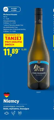 Lidl Wino Piu Secco Frizzante Bianco oferta
