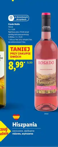 Lidl Wino wytrawne Conde Noble Rosado oferta