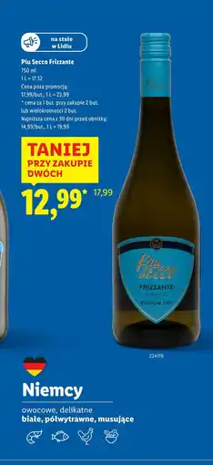 Lidl Wino Piu Secco Frizzante Bianco oferta