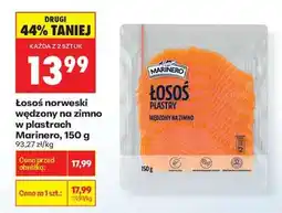 Biedronka Łosoś norweski wędzony na zimno w plastrach Marinero, 150 g oferta