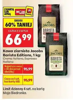 Biedronka KAWA ZIARNISTA JACOBS BARISTA EDITIONS 1 KG oferta