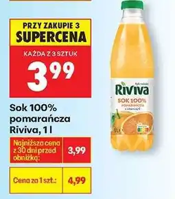 Biedronka Sok 100% pomarańcza Riviva, 1l oferta