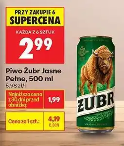 Biedronka Piwo Żubr Jasne Pełne, 500 ml oferta