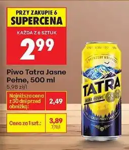 Biedronka PIWO TATRA JASNE PEŁNE 500 ML oferta