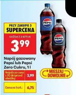 Biedronka Napój gazowany Pepsi lub Pepsi Zero Cukru, 1l oferta
