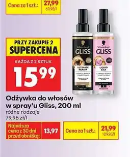Biedronka Odżywka do włosów w spray'u Gliss, 200 ml oferta
