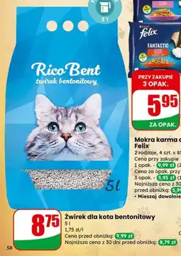 Dino Żwirek dla kota bentonitowy Rico Bent oferta