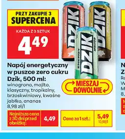 Biedronka Dzik napój energetyczny zero cukru oferta