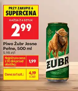 Biedronka Piwo Zubr Jasne Pełne oferta