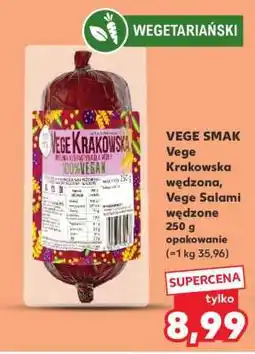 Kaufland VEGE SMAK Vege Krakowska wędzona, Vege Salami wędzone 250 g opakowanie oferta