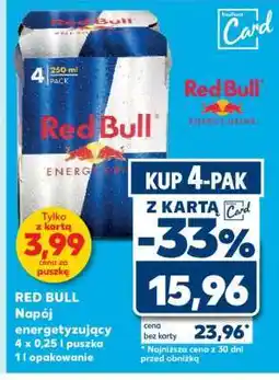 Kaufland RED BULL Napój energetyzujący 4 x 0,25 l puszka 1 l opakowanie oferta