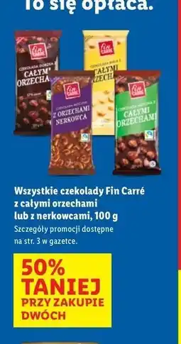 Lidl Czekolada mleczna z orzechami nerkowca Fin Carre oferta
