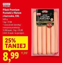 Lidl Parówki z filetem kurczaka premium Pikok oferta