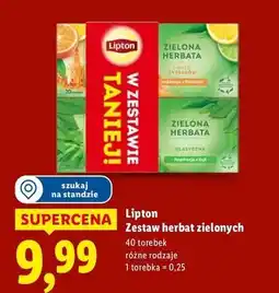 Lidl Herbata standard + herbata z nutą cytrusów Lipton Green Tea oferta