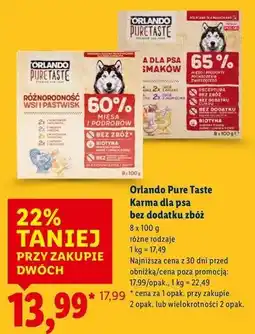 Lidl Pasztet mięsny 2 x kurczak i wołowina + drób jagnięcina Orlando Pure Taste oferta