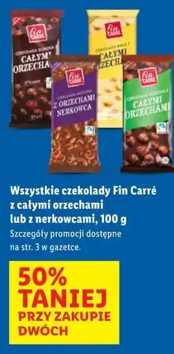 Lidl Wszystkie czekolady Fin Carré z całymi orzechami lub z nerkowcami oferta