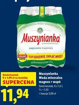 Lidl Muszynianka Woda mineralna magnez + wapń (sześciopak 6x1,5L) oferta
