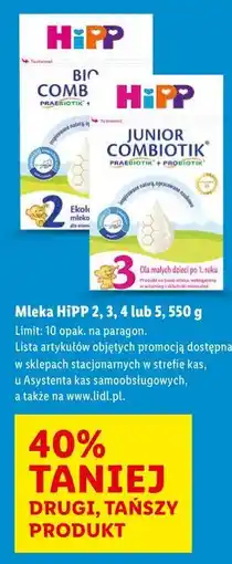 Lidl Mleka HiPP 2, 3, 4 lub 5 oferta