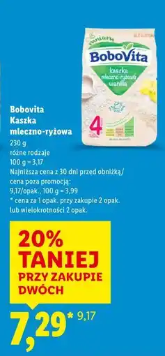 Lidl Bobovita Kaszka mleczno-ryżowa oferta