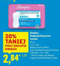 Lidl Podpaski klasyczne normal Siempre 20 szt oferta