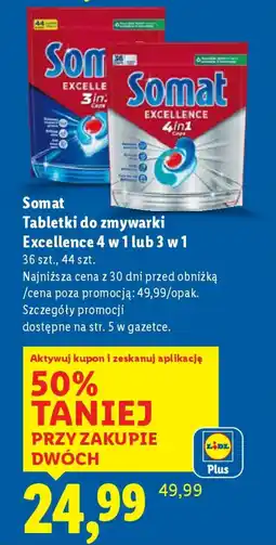 Lidl Somat Tabletki do zmywarki Excellence 4 w 1 lub 3 w 1Tabletki do zmywarki Excellence 4 w 1 lub 3 w 1 oferta