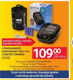 Selgros Ciśnieniomierz Oromed oferta