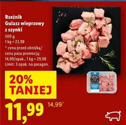 Lidl Gulasz wieprzowy z szynki Rzeźnik oferta