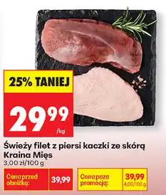 Biedronka Świeży filet z piersi kaczki ze skórą Kraina Mięs, 3,00 zł/100 g oferta