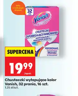 Biedronka Chusteczki wyłapujące kolor Vanish, 32 prania, 16 szt oferta