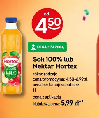 Żabka Sok 100% lub Nektar Hortex oferta