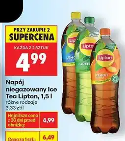 Biedronka Napój niegazowany Ice Tea Lipton, 1,5 l oferta