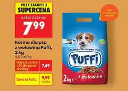 Biedronka Karma dla psa z wołowiną Puffi, 2 kg oferta