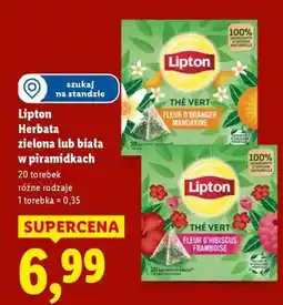 Lidl Lipton Herbaty zielona lub biała w piramidkach oferta