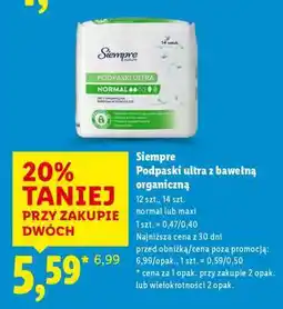 Lidl Siempre Podpaski ultra z bawełną organiczną oferta