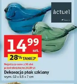 Auchan Actuel Dekoracja ptak szklany oferta