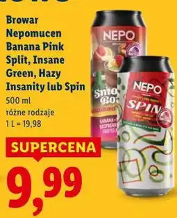 Lidl Piwo Browar Nepomucen Banana Pink Split, Insane Green, Hazy Insanity lub Spin oferta