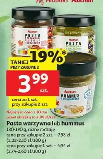 Auchan Auchan Pasta warzywna lub hummus oferta