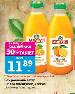 Auchan Sok pomarańczowy lub z klementynek, Andros oferta