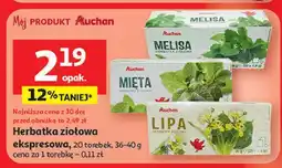 Auchan Herbatka ziołowa ekspresowa Auchan (Mięta, Melisa, Lipa) oferta