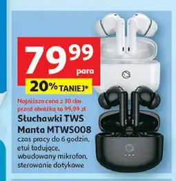 Auchan Słuchawki TWS Manta MTWS008 oferta